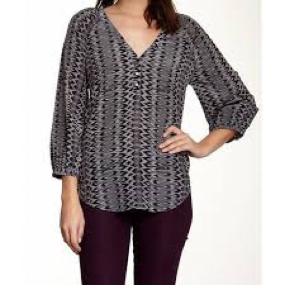 Joie Velarine Black Gray Caviar 100% Silk Blouse - Picture 4 of 7